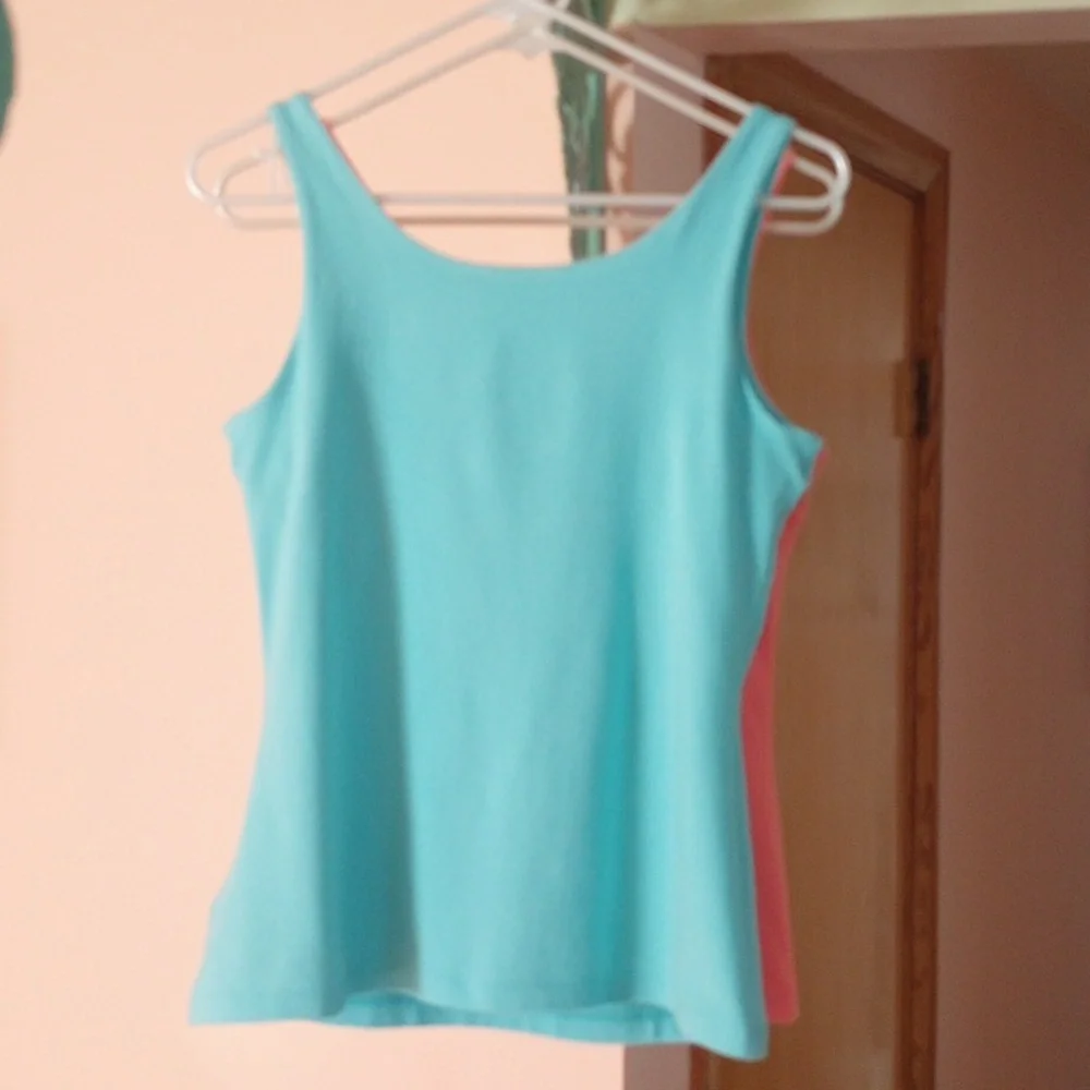 Tank Tops Aqua, Peach Medium - Picture 7 of 7